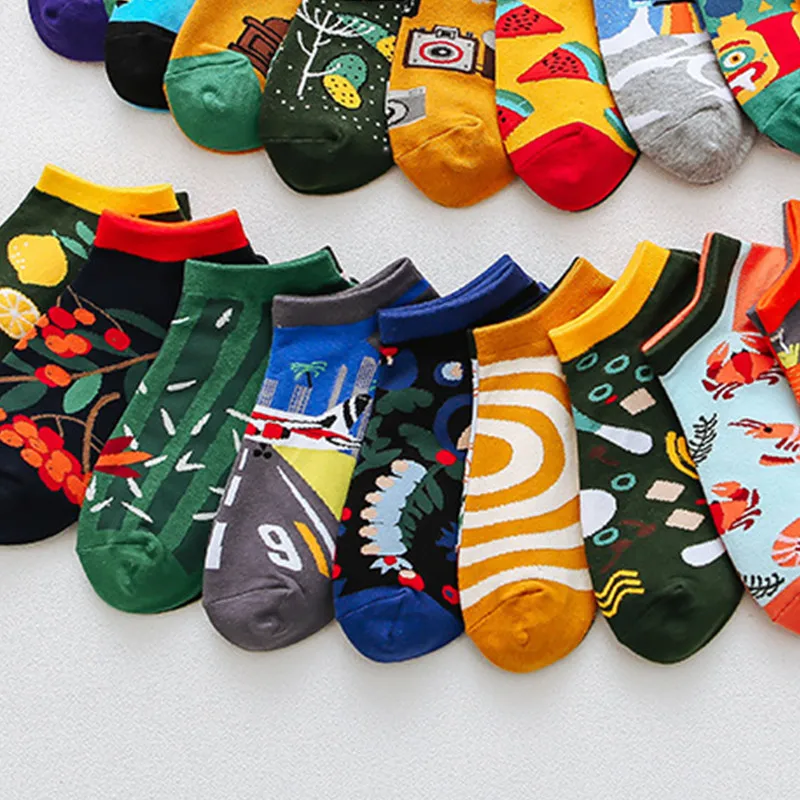 Spring Style AB Tide Socks Women Cotton Ankle Socks Couple Socks Fun Series Animal Outer Space Fruit Men\'s and Women\'s Socks