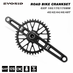 EVOSID Bicycle Crankset 165mm Road Bike Ultralight Crankset Hollow Tech Crank For GRAVEL 40 42 44 46T Chainring 11/12 Speeds