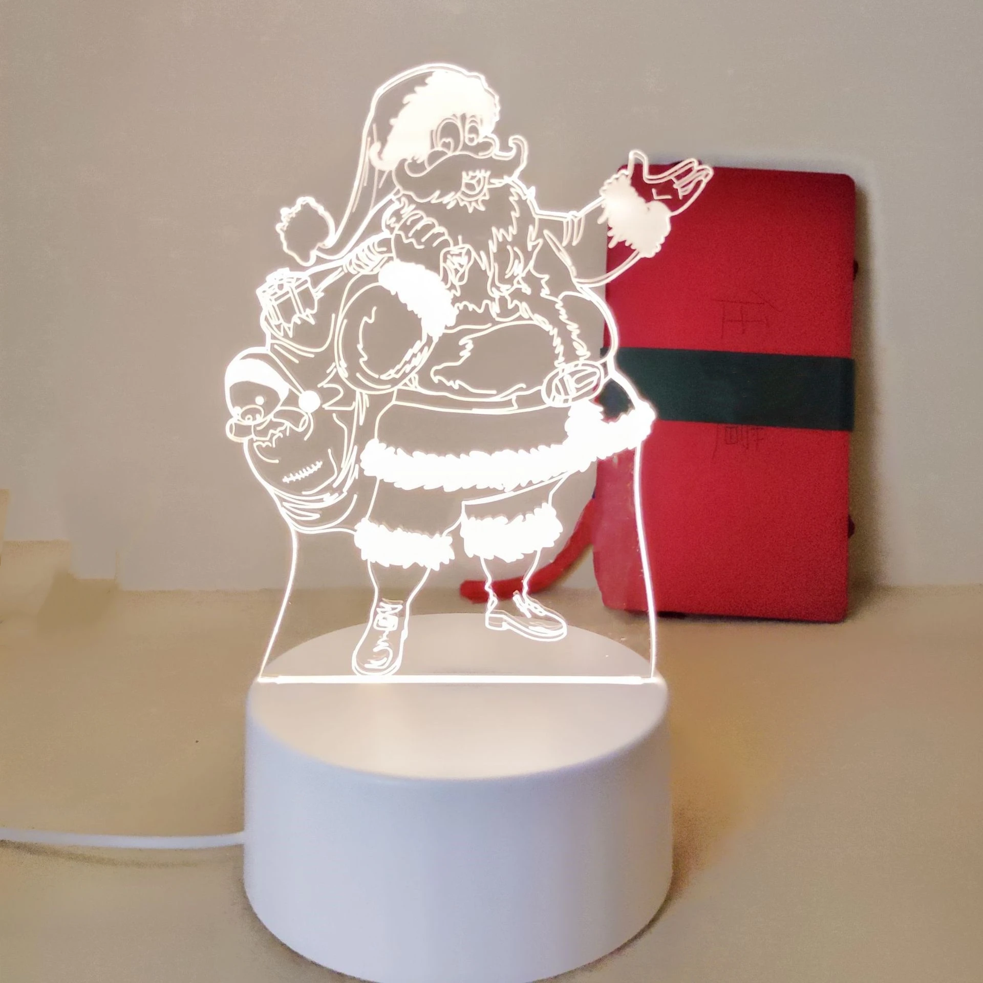 Babbo natale acrilico 3D LED nightlight lampada da comodino cavallo romantico decorazioni per la casa atmosfera regalo di natale