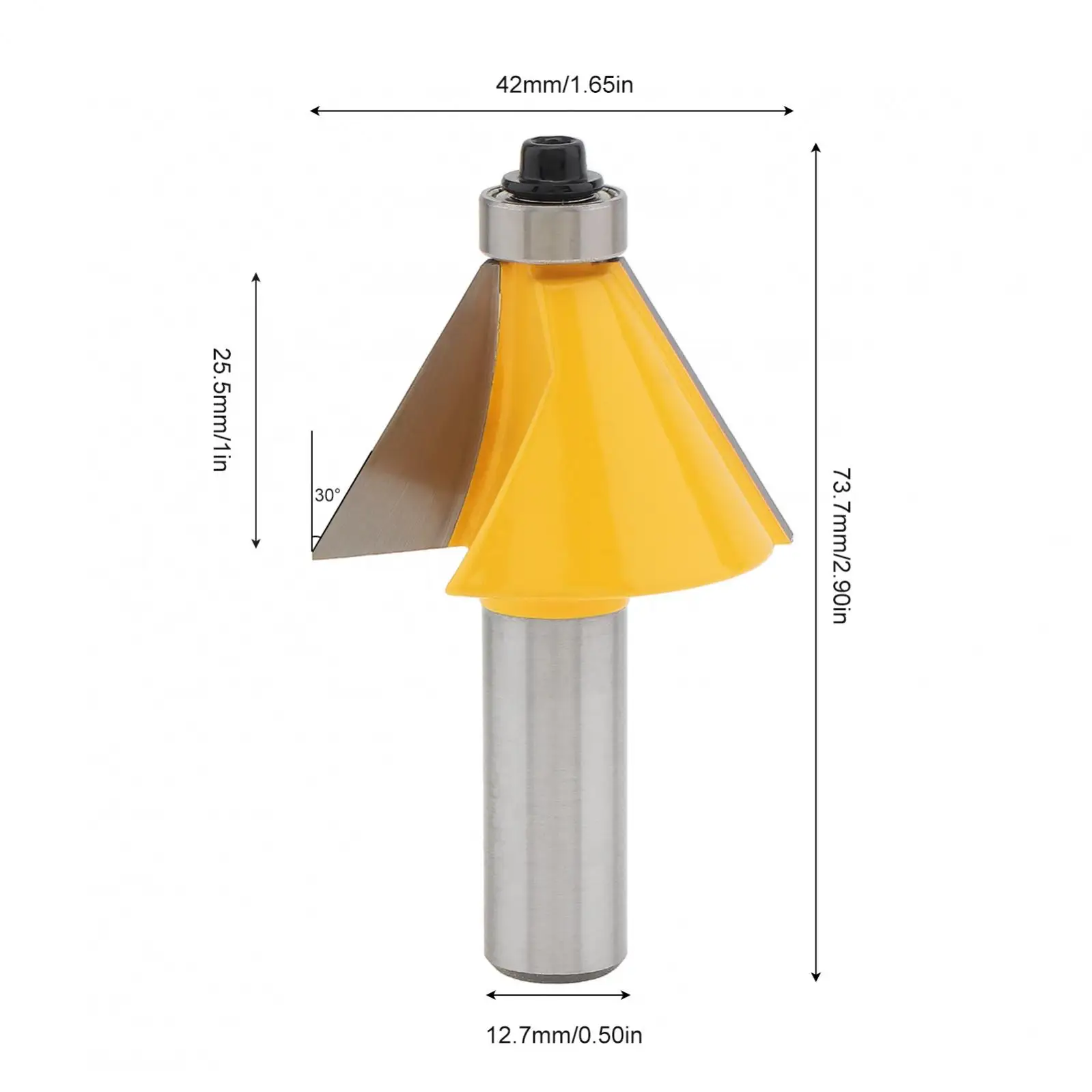 30 Degrees 1/2 Inch Slope Multi Angle Diagonal Splicing Woodworking Milling Cutter Tools Chamfer Router Bits