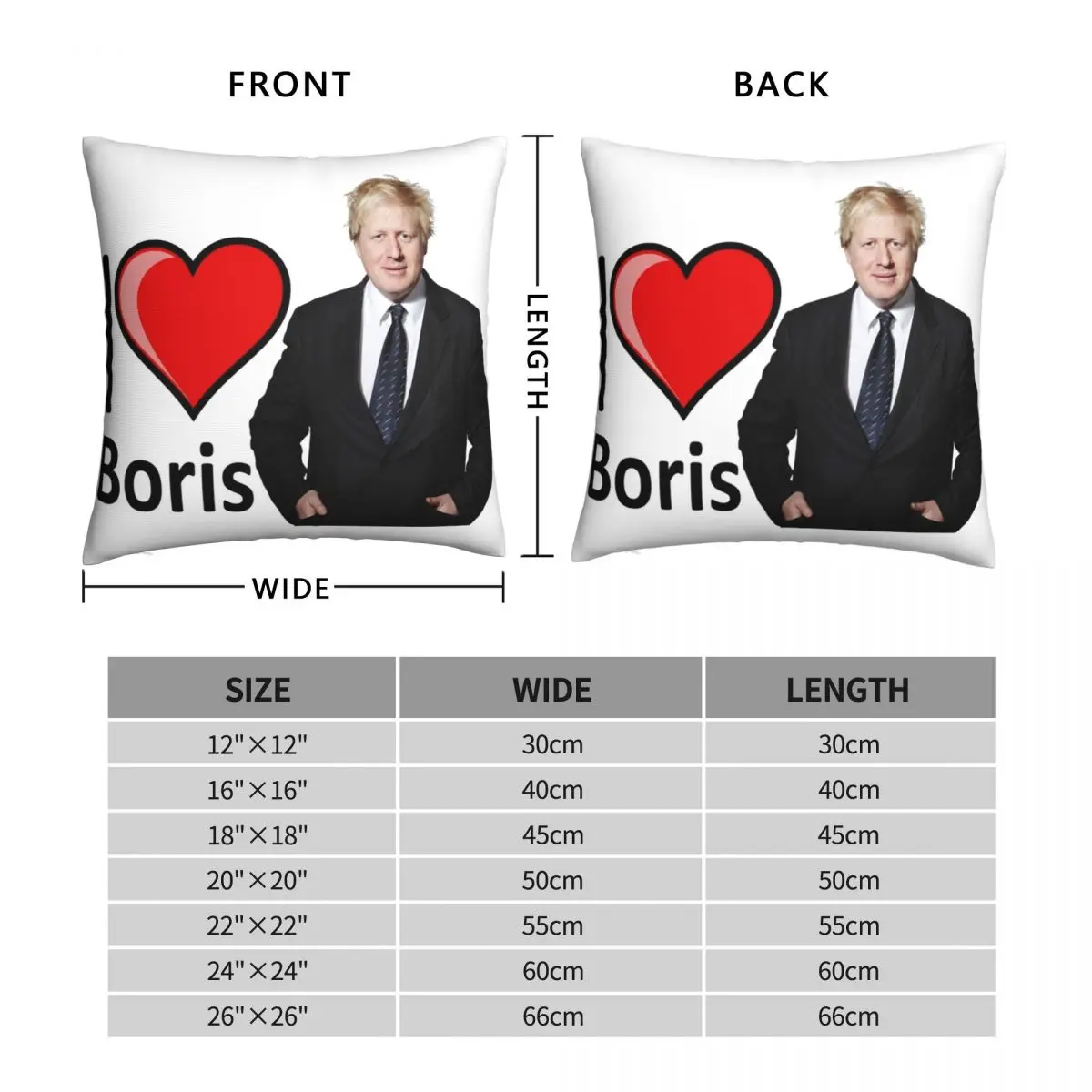 I Love Boris Johnson Pillowcase Polyester Linen Velvet Printed Zip Decor Car Cushion Cover