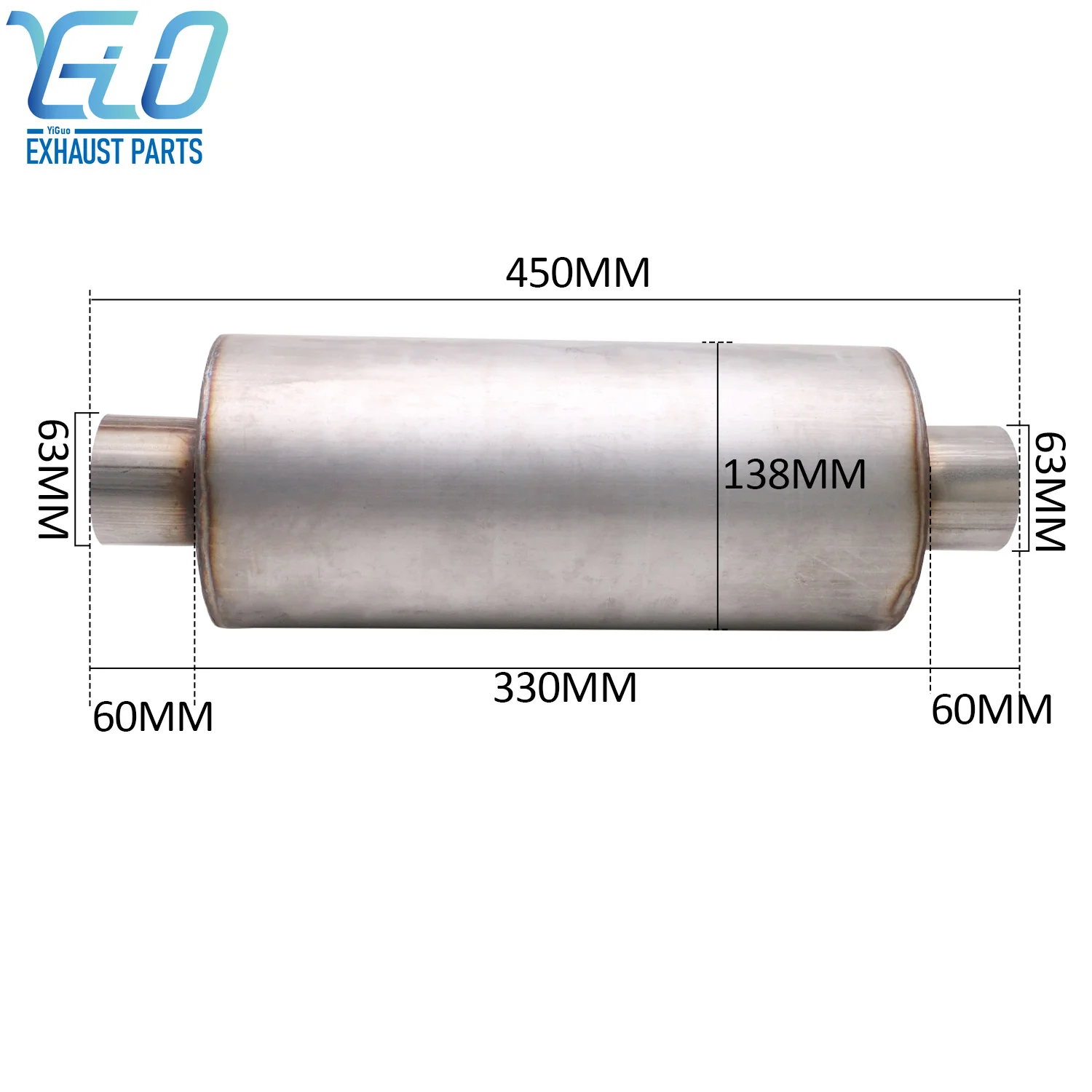 Stainless Steel Exhaust Muffler Resonator Tail Tube Silence 2.5' ID Muffler Exhaust Pipe Sound Tuning