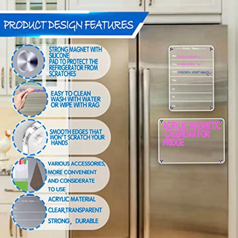 Transparent Acrylic Board Clear Dry Erase Board For Refrigerator Acrylic Magnet Weekly Calendar For Refrigerator