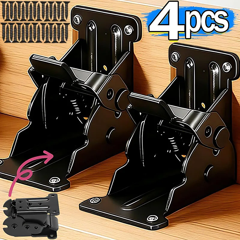 

4/1Pcs Foldable Bracket Folding Locking Hinge Lock Extension Support Bracket Self-Lock Hinge with Screws for Table Bed Leg Feet