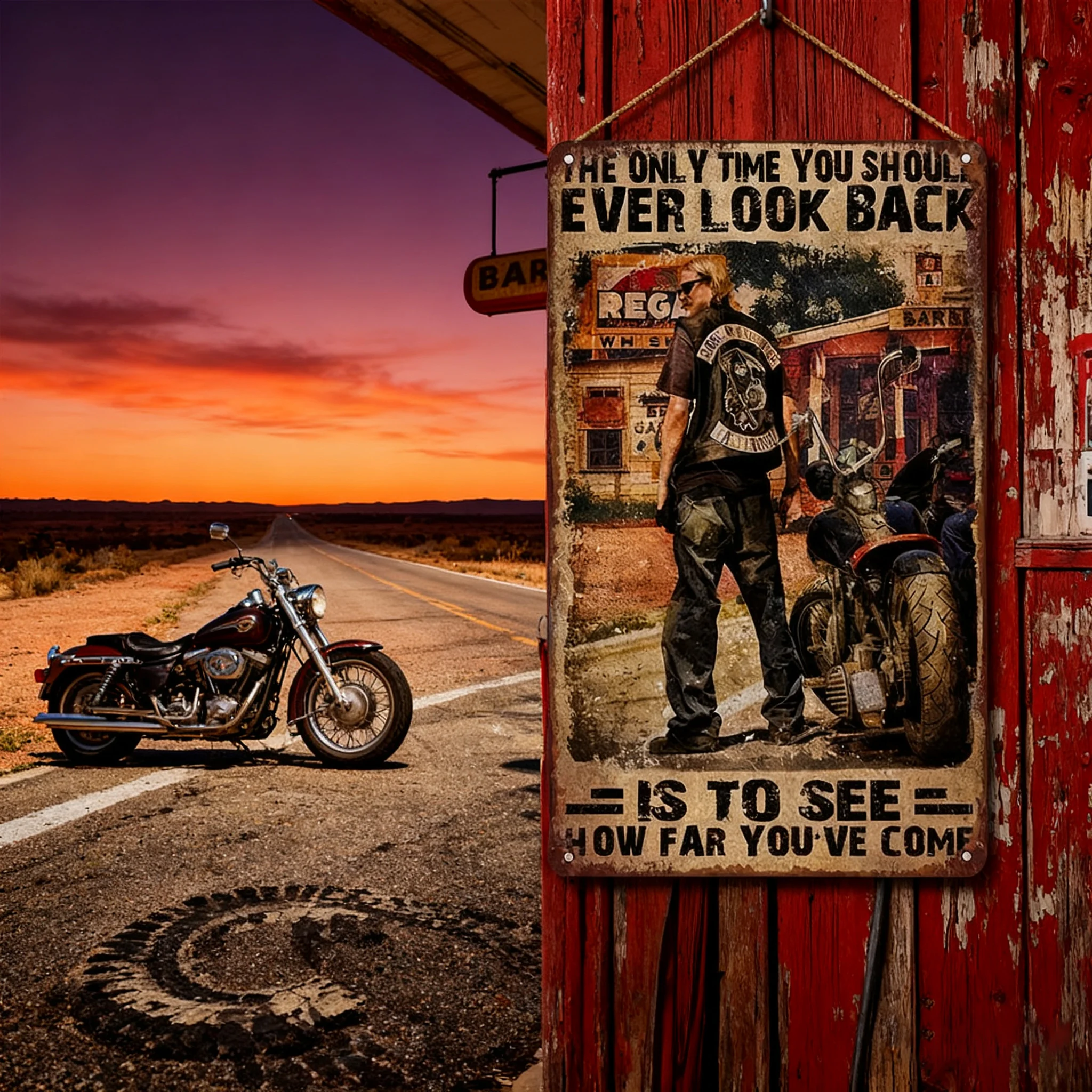 

Vintage Motorcycle Metal Tin Sign Wall Art Durable Iron: 12x8 Inches Rustic Wall Art for Home Bar Farm Decor Durable Iron T1910