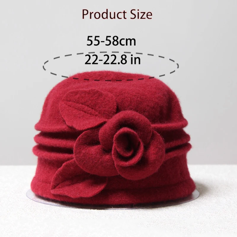 Ladies' Fashionable 100% Wool Hat - Warm, Elegant,Versatile,Windproof - Perfect for Autumn&Winter, Outdoor Activities,Daily Wear