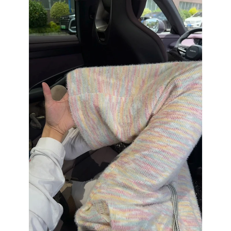 

M-XXXXXL Colorful Knit Pants Elastic Waist with Drawstring Straight Leg Trousers Oversized Casual Lounge Pants for Autumn Wear
