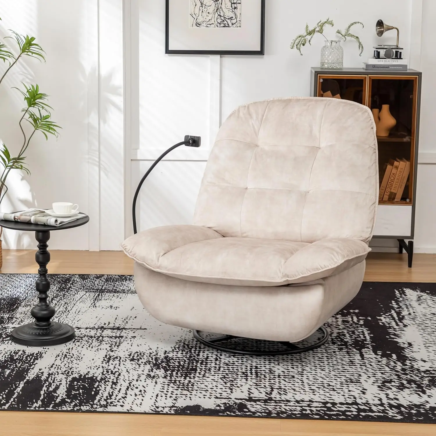 Wide Armless Manual Recliner with Phone Holder, Swivel Rocker Glider Chair for Adult Nursery Living Room, Velvet, Customized