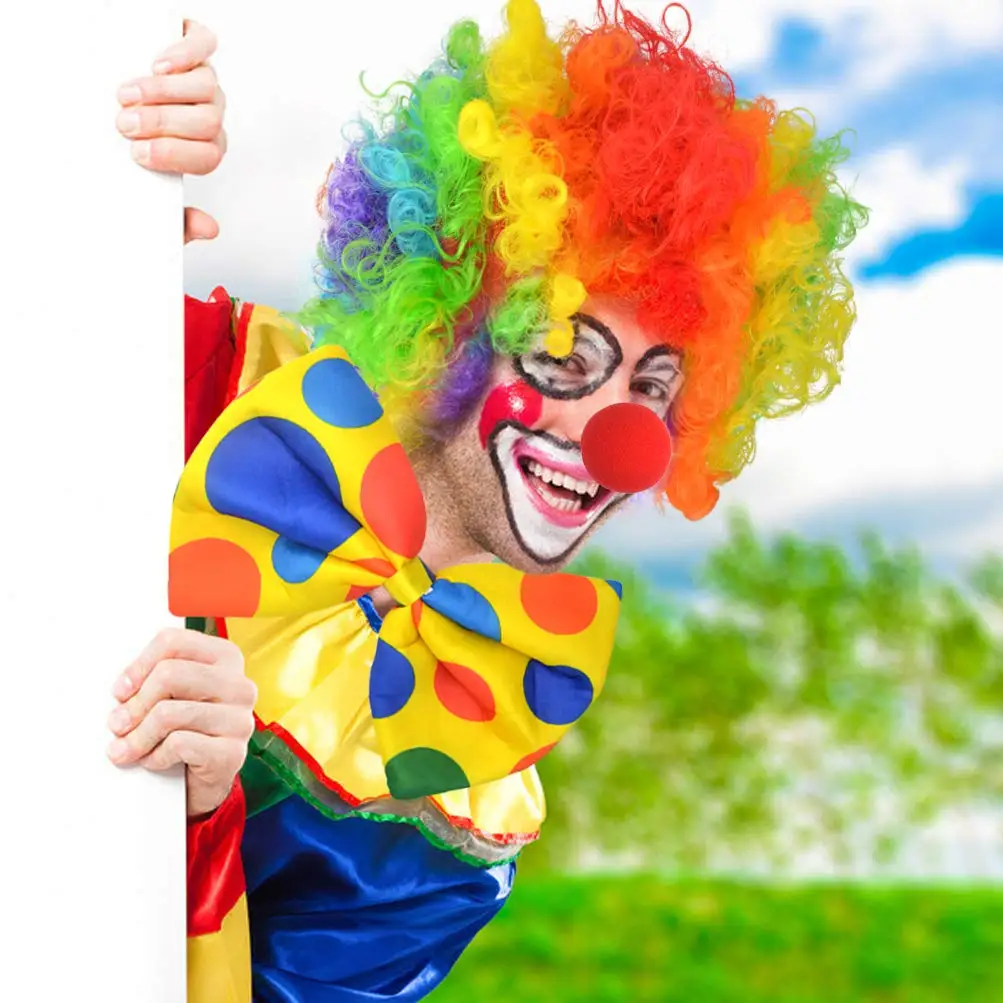 Clown Kostuum Set Clown Regenboog Pruik Neus Vlinderdas Witte Handschoenen Accessoires Voor Feestjes Carnavals Doen Alsof Spelen Vrouwen Mannen Volwassenen