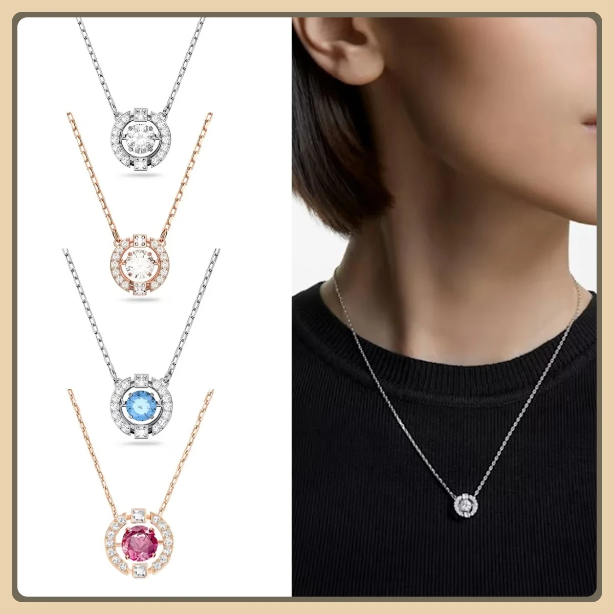 

Elegant and Charming S925 Jumping Crystal Zircon Necklace Shines and Moves, Essential Jewelry for Beach Parties - Couple Gift