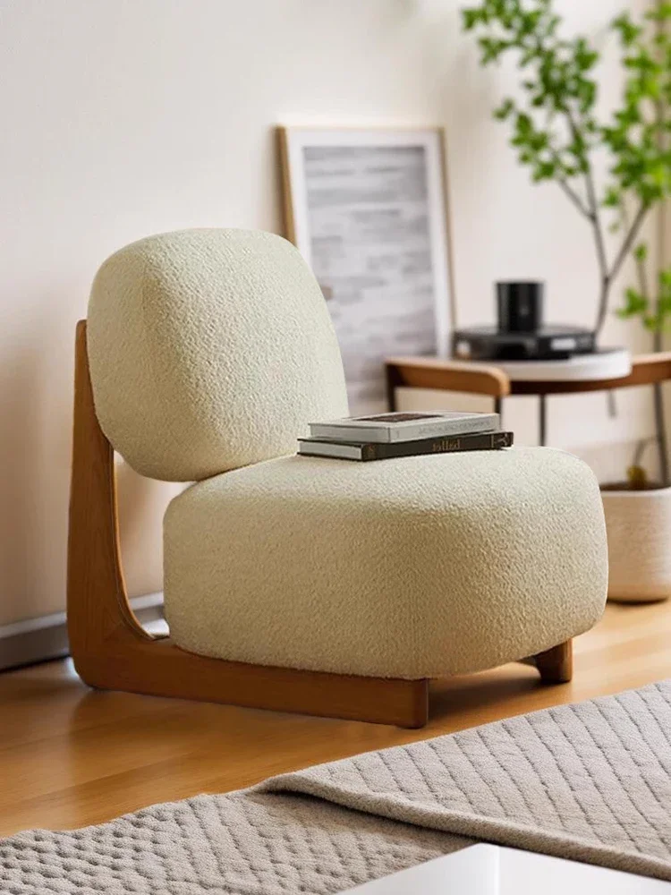 

Fabric single sofa, internet celebrity single chair designer, Nordic living room, extremely simple chair, cream style balcony, l