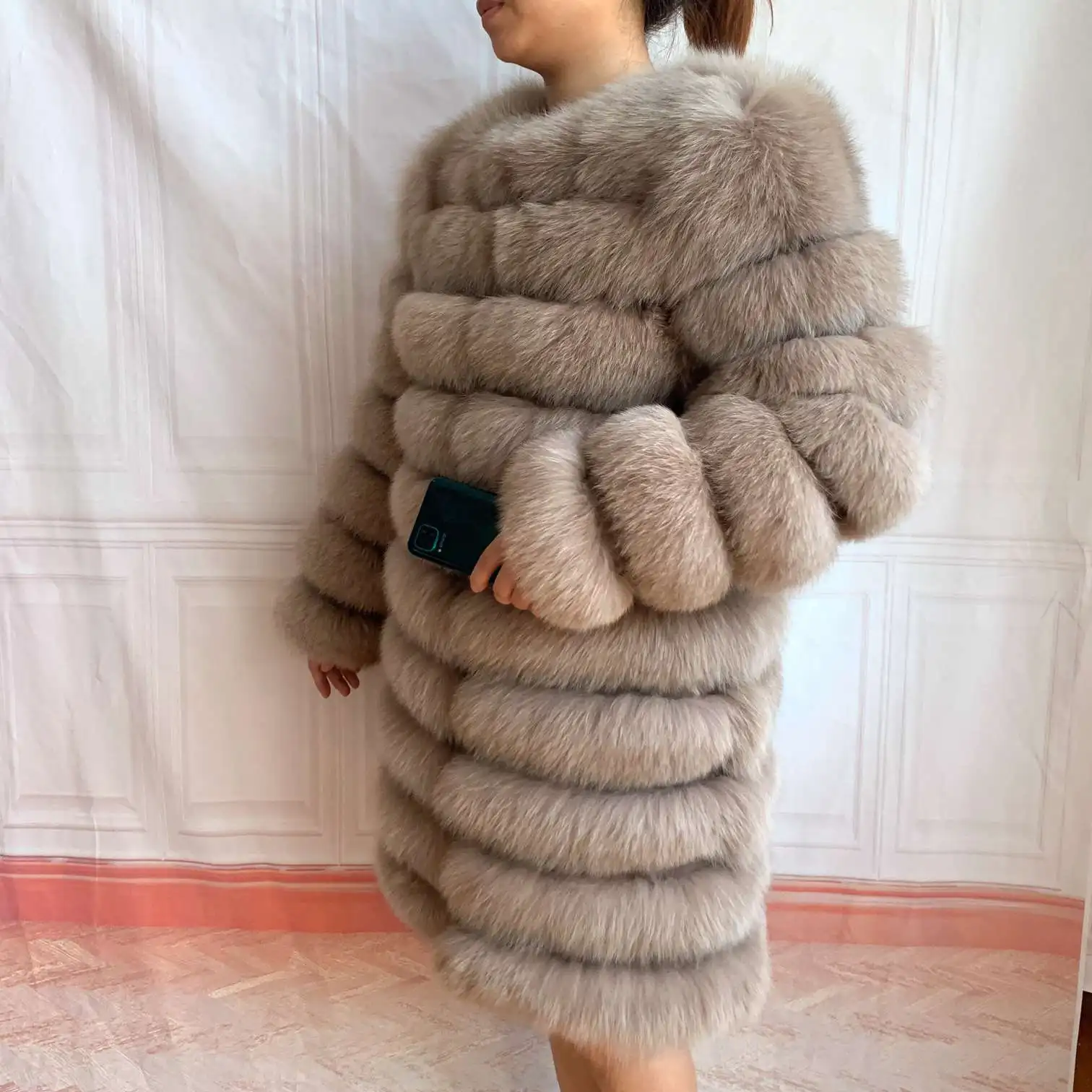 NEW 4in1 Real Fox Fur Long Coat Winter Coat for Women Jackets Vest Winter Outerwear Women Fox Fur Coat High Quality Fur Clothes
