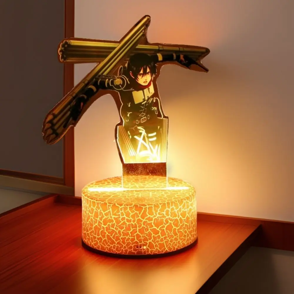 Anime Figures Attack on Titan 3D Lamp LED Night Light RGB16 Colors Lamps Remote Standing Sign Decor Bedroom Home Kids Toys Gifts