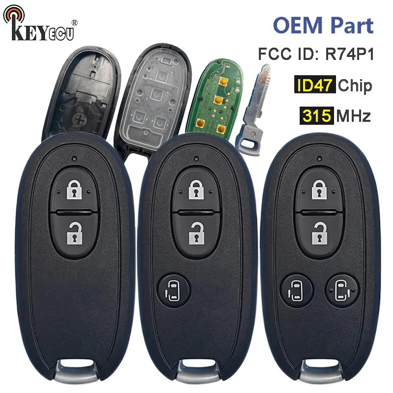 KEYECU 315MHz PCF7953 ID47 Chip R74P1 Original Remote Smart Card Key Fob for Suzuki Russia Alto Wagon R Every Hustler Spcia