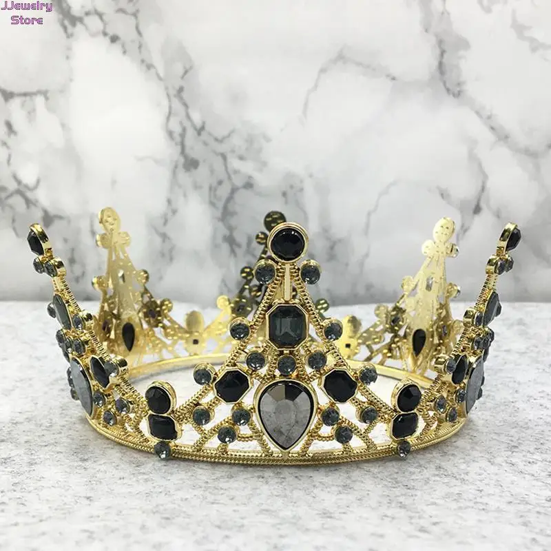 Vintage Black Crowns Crystal Rhinestone Tiara Queen Princess Crown Wedding Hair Jewelry Accessories Girls Hair Ornaments 3 Style