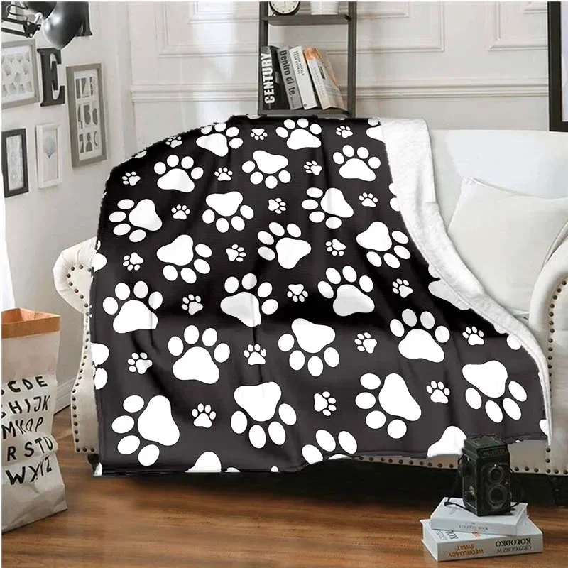 Animal Puppy Paw Blanket Sofa Couch Bed Decor Super Soft Cozy Lightweight Warm Cute Boys Girls Birthday Gifts Travelling Camping