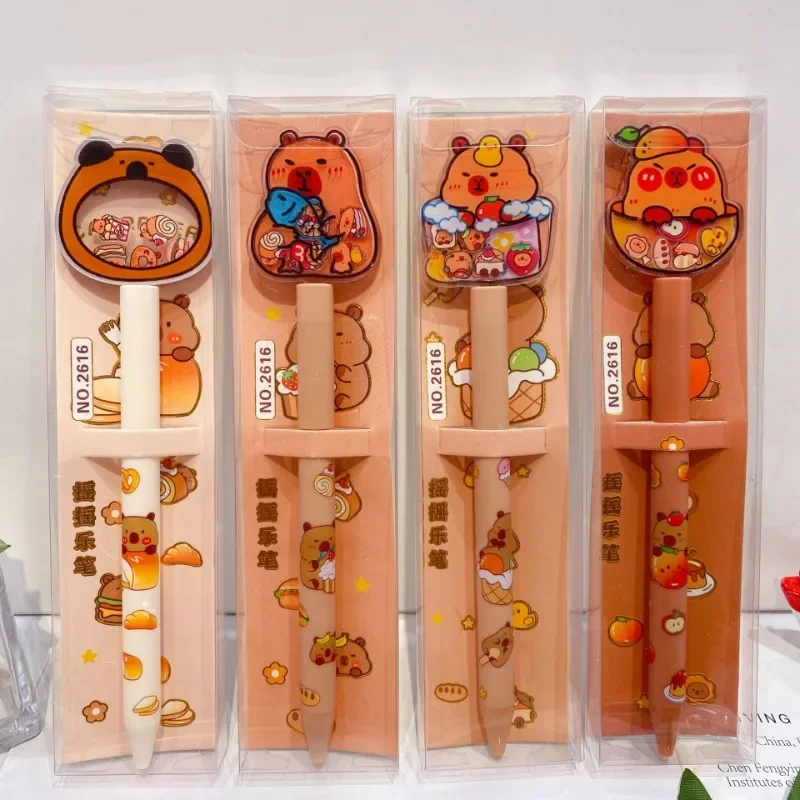 

wholesale 24Pcs Shake Capybara Kawaii Gel Pen School Office Supply Student Stationery Black Ink Rollerball Pen birthday gift
