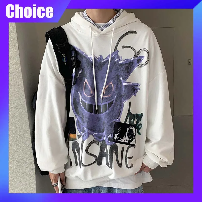 Gengar Anime Hoodie Man Print Unisex Streetwear Hip Hop Casual Fashion Sweatshirt Manga Hoody Male Loose Pullover Outerwear Gift