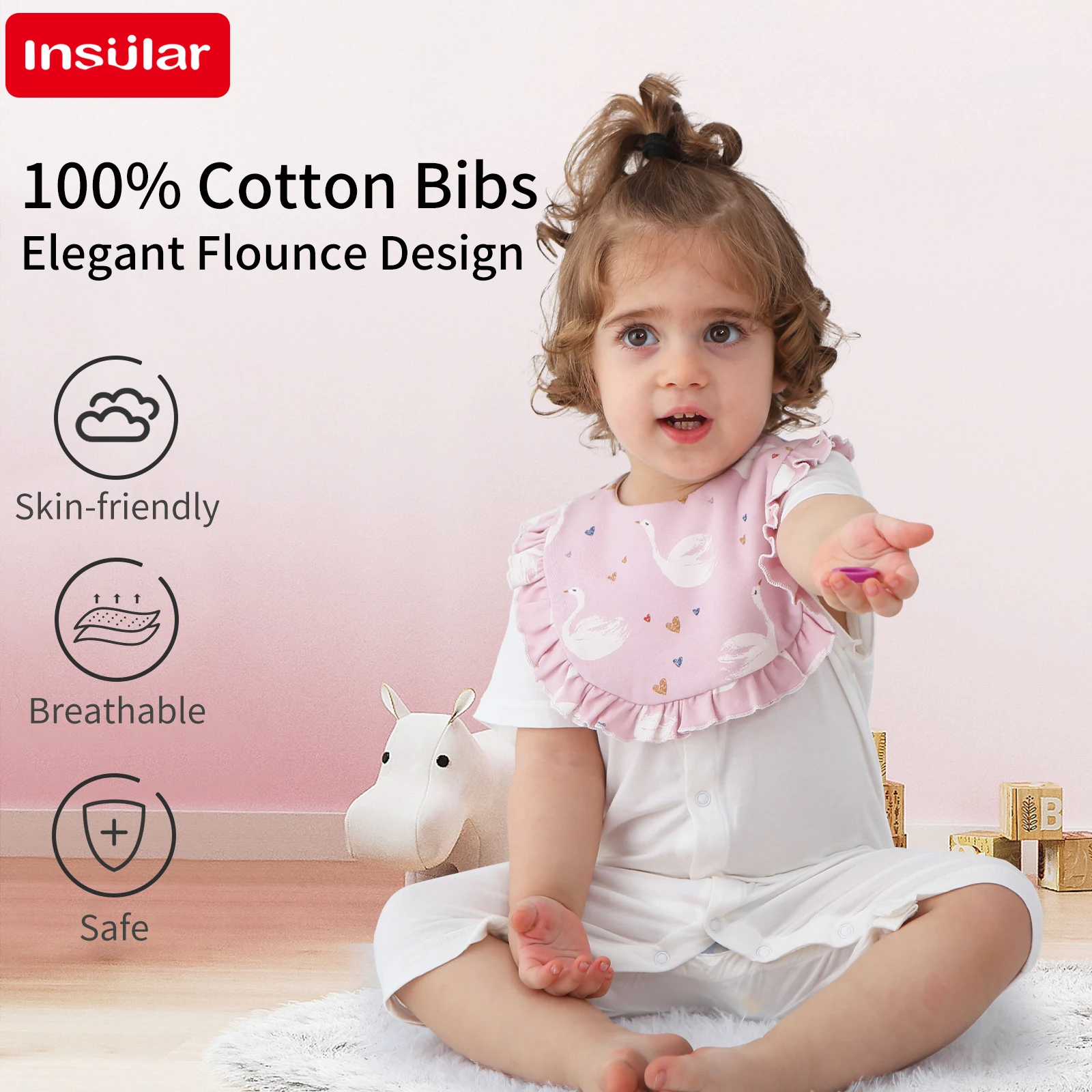 

INSULAR Waterproof Cotton Baby Bibs-Adjustable, Double-Button,Floral Design,Fashionable InfantFeedingAccessoryfor Boys and Girls