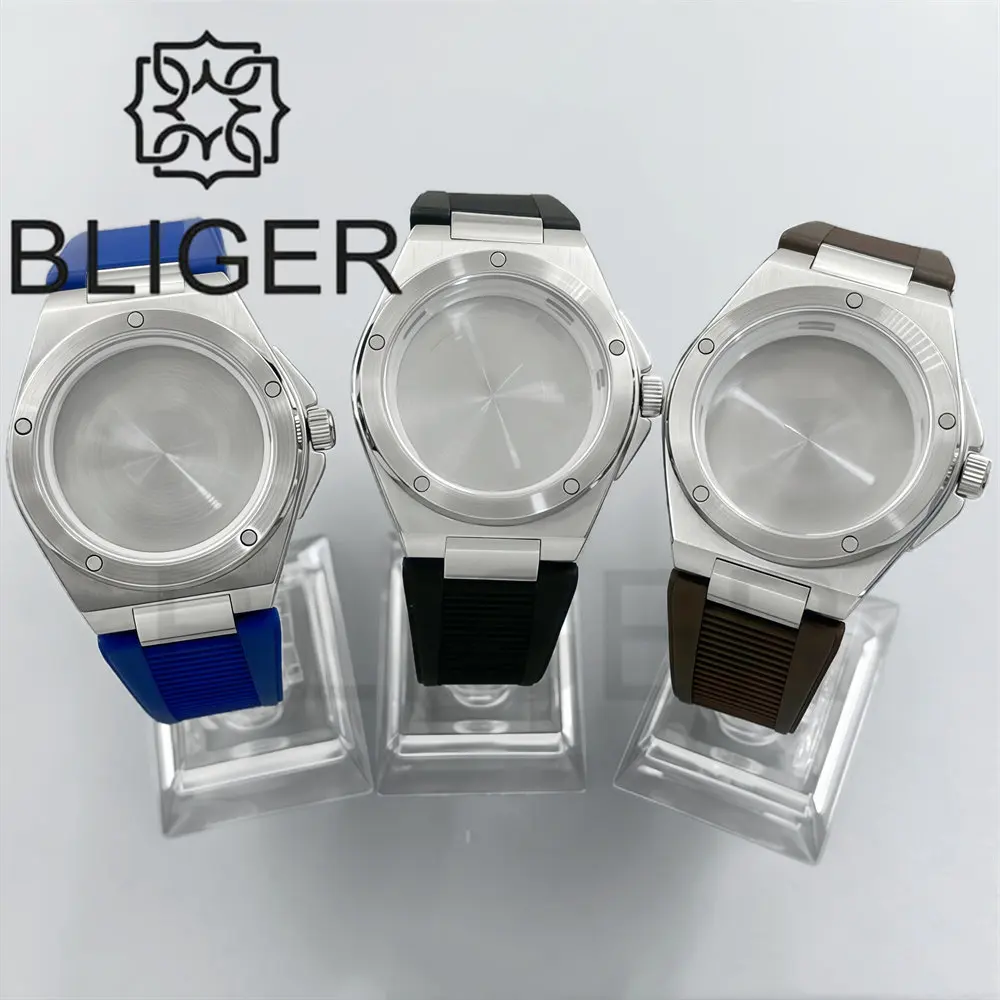 40mm Engineer Series Stainless Steel Watch Case Rubber Strap Sapphire Glass Suitable for NH35 Movement
