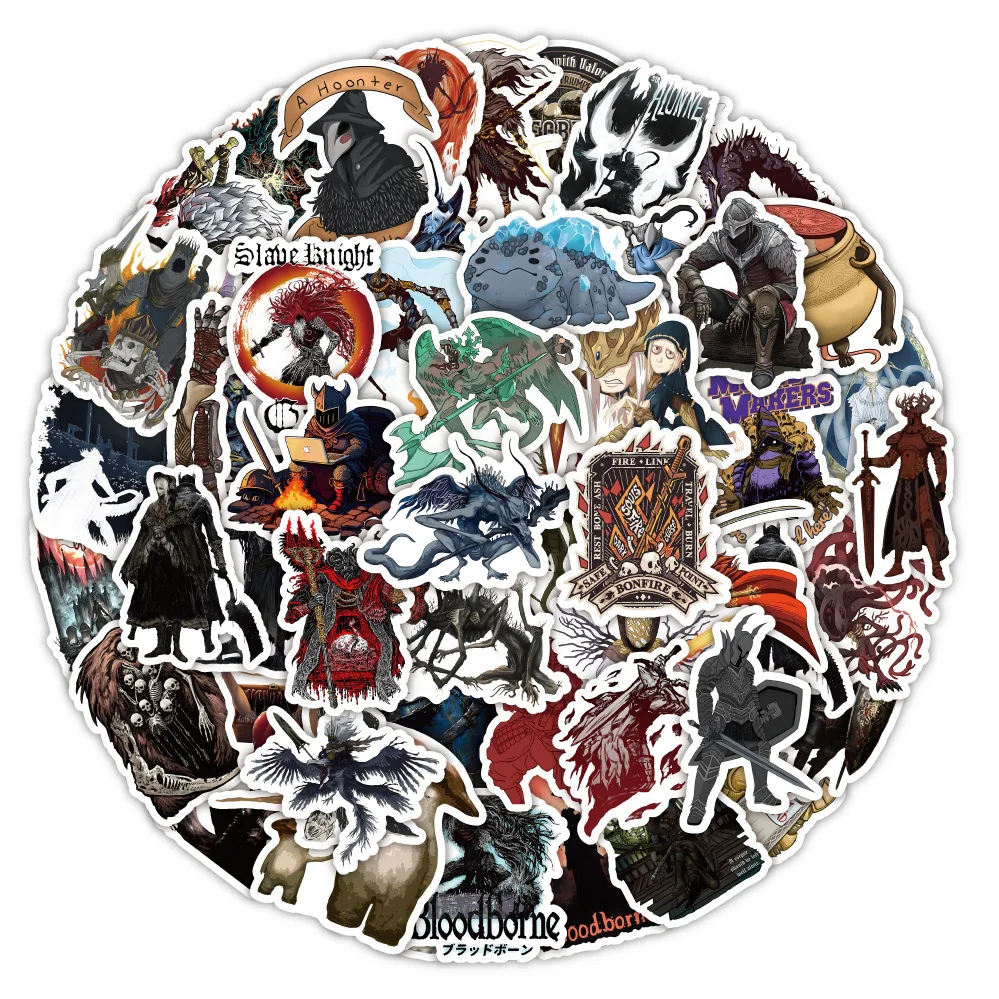 AliExpress 10/50PCS Funny Game Stickers Dark Soul Cartoon Character Graffiti Toy Waterproof Decoration Laptop Guitar Bike Skateboard Decals