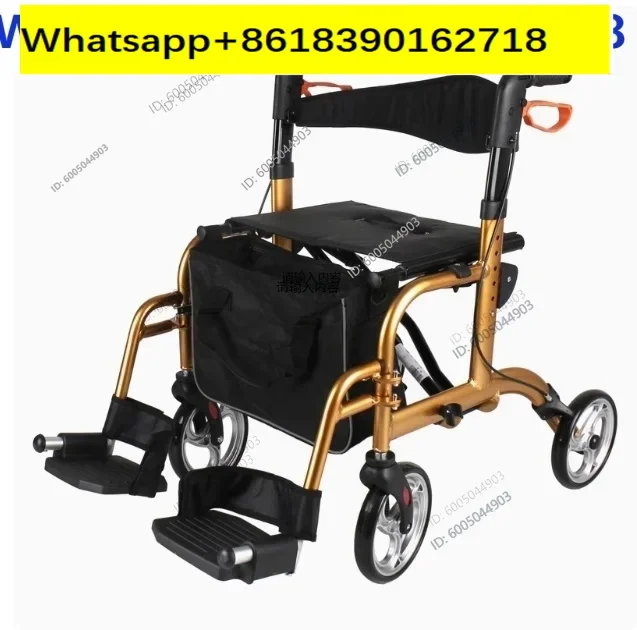 Seniors Shopping Cart Trolley Elderly Walker Adult Height Adjustable Seat By Legs And Arms Lightweight Aluminum Folding Walker