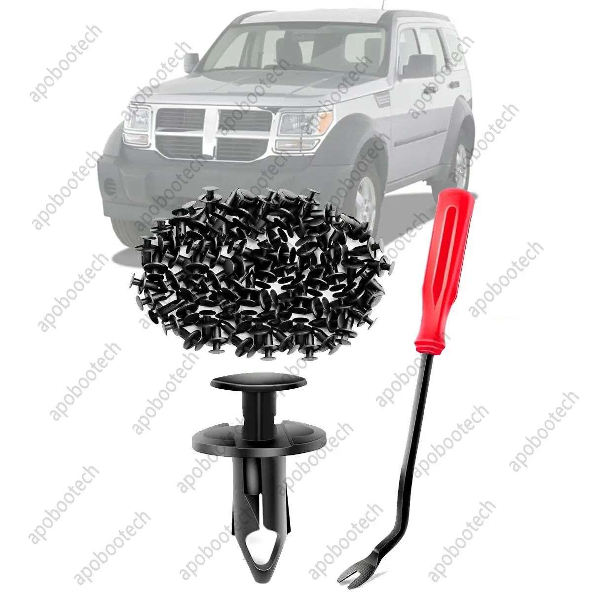 100PCS Nylon Bumper Fastener Rivet Clips for Dodge Nitro 2007-2011 with 1PC Bonus Fastener Remover Auto Repair Tool Set