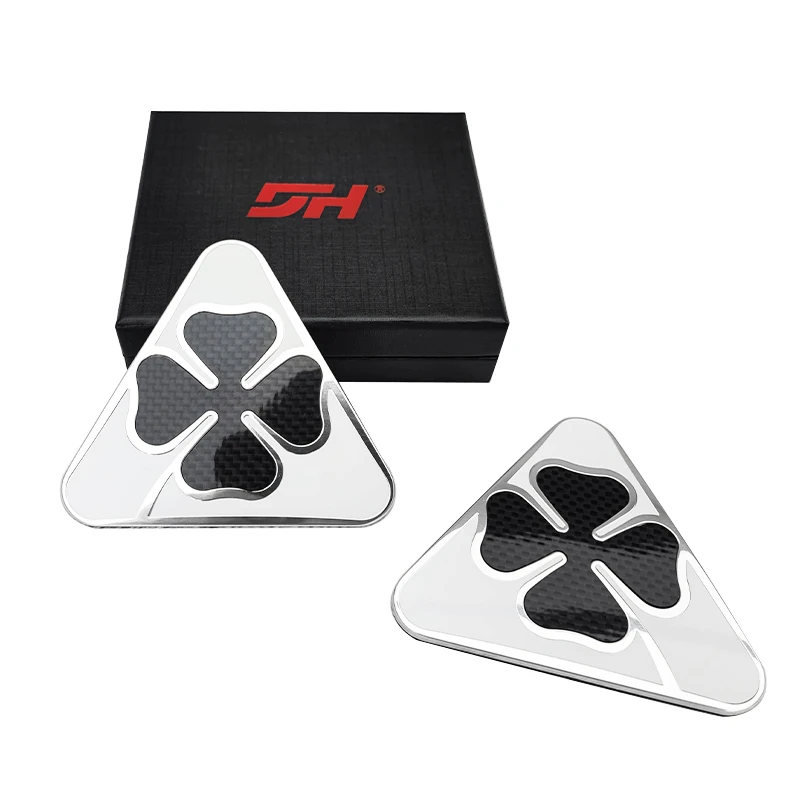 1Pair Aluminum Fender Decoration Stickers Black Carbon Fiber Four Leafs Clover For Alfa Romoe Exterior Sticker Car Accessories