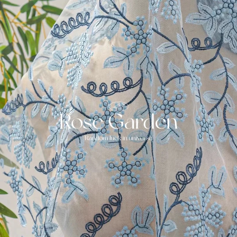 1meter Warm Tone Vine Branch Pattern Premium Embroidered Textured Decorative Fabric Soft Lightweight Versatile Dress DIY Sewing