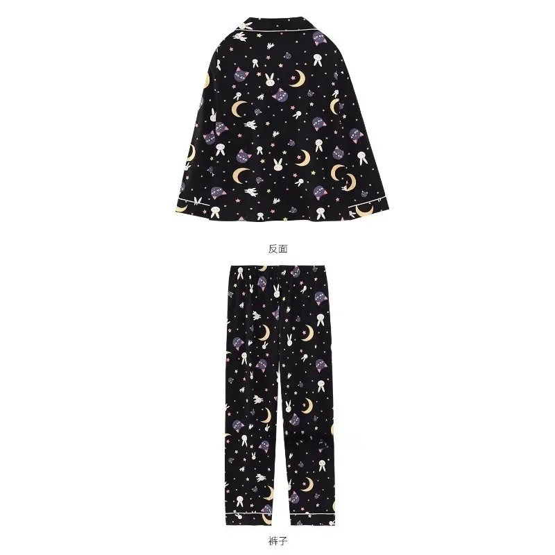 Sailor Moon Luna anime peripheral cartoon printed long-sleeved trousers home wear suit that can be worn out in spring and autumn