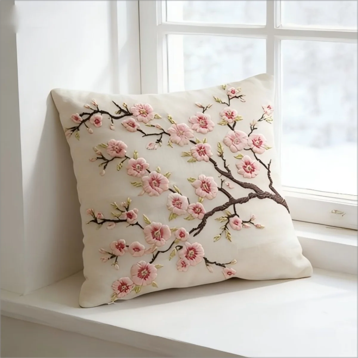 Vintage Floral Cherry Blossom Throw Pillow Cover, Double Sided Printed,for Sofa Couch Bedroom Living Room Home Decor
