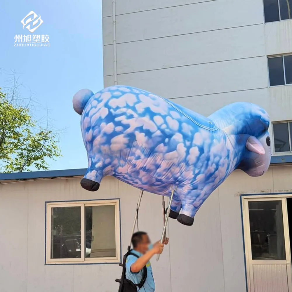 Inflatable Blue Mountain Goat, an adorable inflatable animal-themed prop for party decorations, an inflatable walking goat