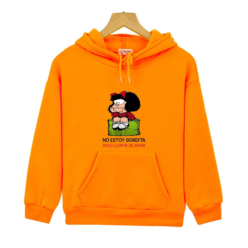 Kids Mafalda Hoodies Quino Comics Kawaii Graphic Sweatshirts Baby Girls Clothes Children\'s Clothing Boy Long Sleeve Pullover