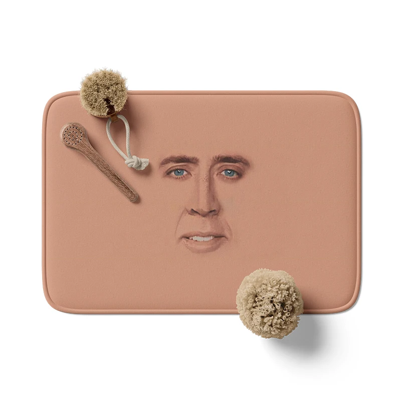 Gaslight Gatekeep Girlboss Nicolas Cage Full Face Bath Mat Non Slip Absorbent Cozy Velvet Bathroom Rug Shower Carpet 60 x 40 cm