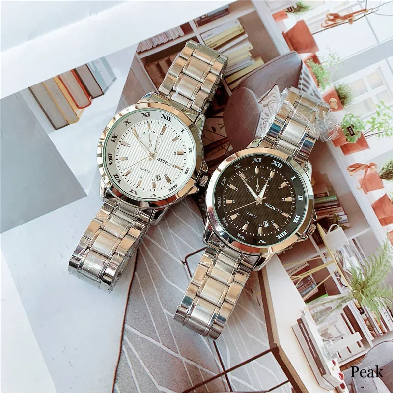 ساعة سيكو الرياضية كوارتز مقاومة للماء للرجال، مينا متعددة الوظائف وعلامات مضيئة، ستانلس ستيل أو حزام مطاطي.