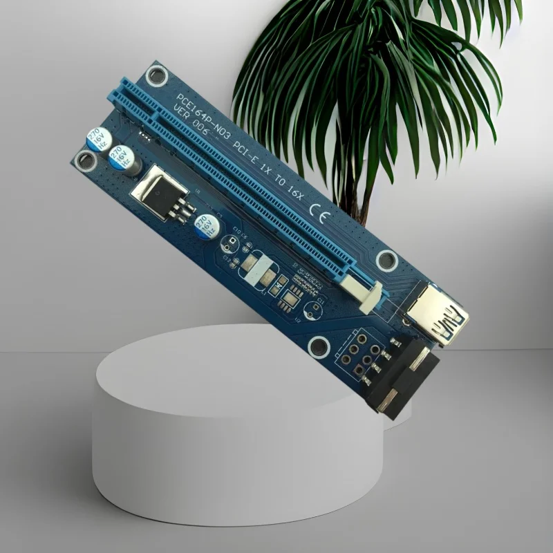 

VER006 PCIE Riser PCI-E Riser Card 006 PCI Express 1X to 16X Extender Adapter USB 3.0 Extension Cable SATA to 4Pin Power for GPU