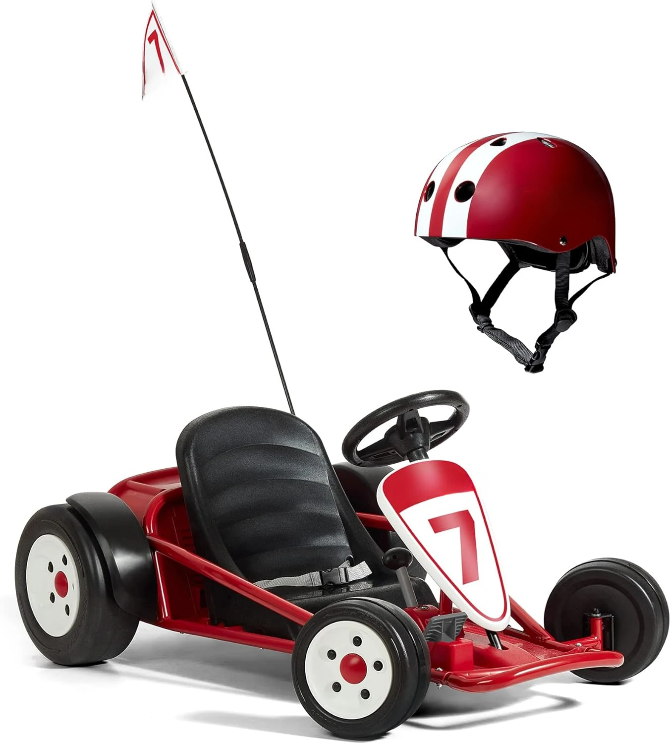 941 Hertz Battery Powered Adjustable Seat Kids Ultimate Outdoor Racing Go Kart Rider for Kids Ages 3 to 8 Years Old, Red