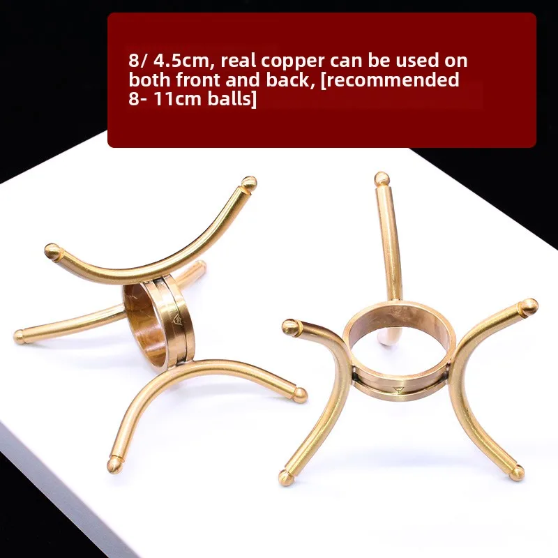 Copper metal tripod, natural crystal ball bracket, base, bottom support display, storage stone ornament.