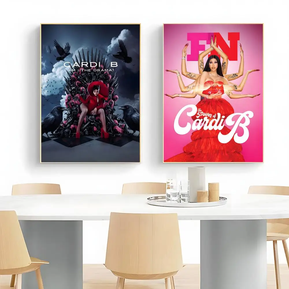 Rap Singer C-Cardi B Poster Frameless Peel-and-Stick Removable Wall Art Print