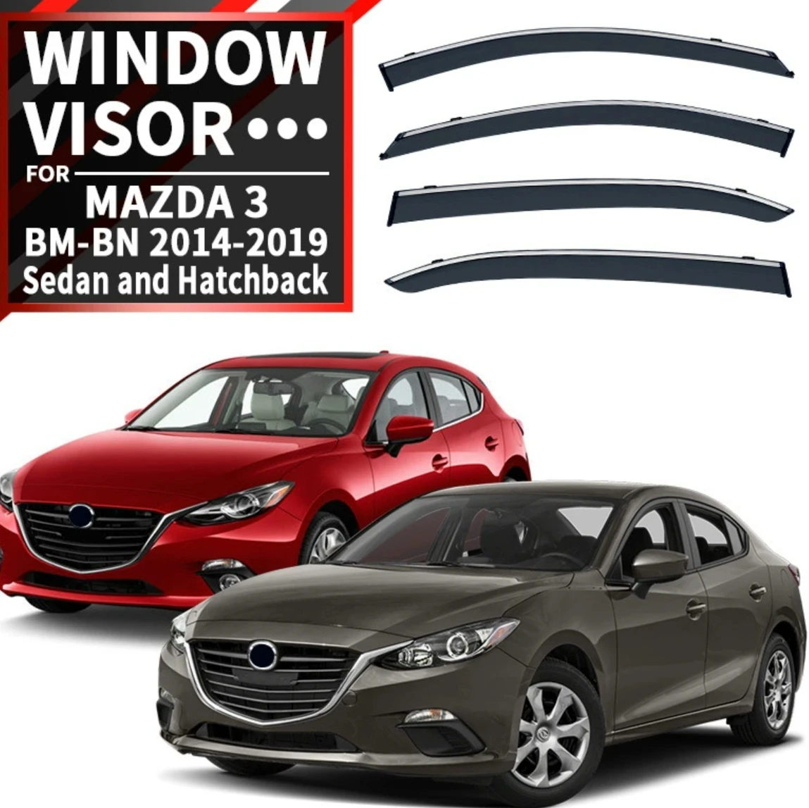 

For Mazda 3 bm bn 2014-2019 Wind Deflectors Rain Guards Door Visor Vent Shades Ventvisor Window Visor Cars Accessories