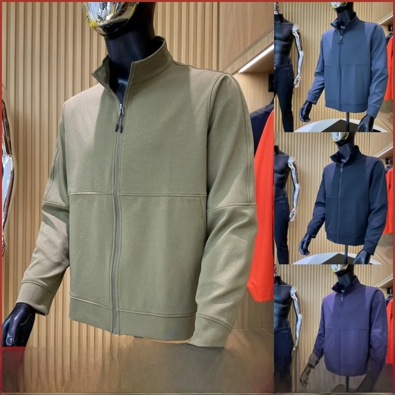 

Quali Selected Knitted Zipper Jaet Outerwear for Men Spring Autumn Stand Collar Outdoor Sports Coat Stand Fit Long Sve