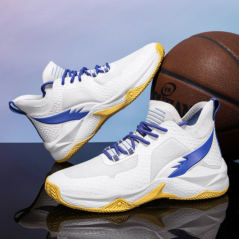 Men Genuine Leather Basketball Shoes Wear Resistant Lightweight Professional Training Court Sneakers