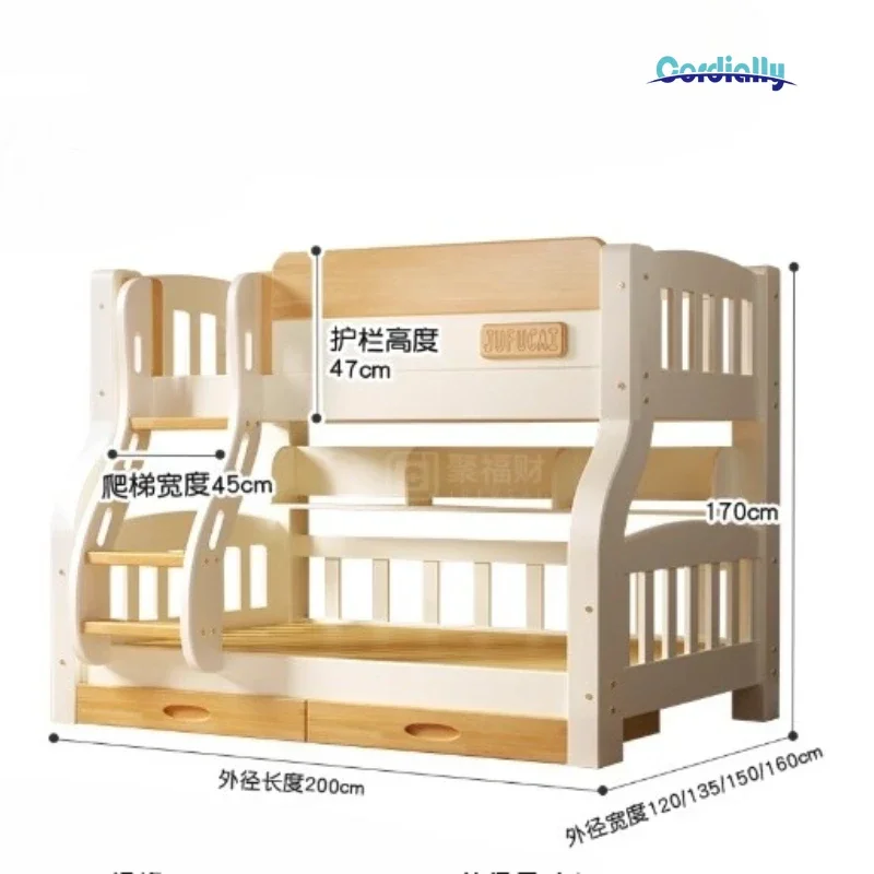 Loft Double Bed With Stairs Frame Headboards King Size Drawer Storage Bunk Beds Kids Children Queen Adult Bedroom Furniture Sets - view 5