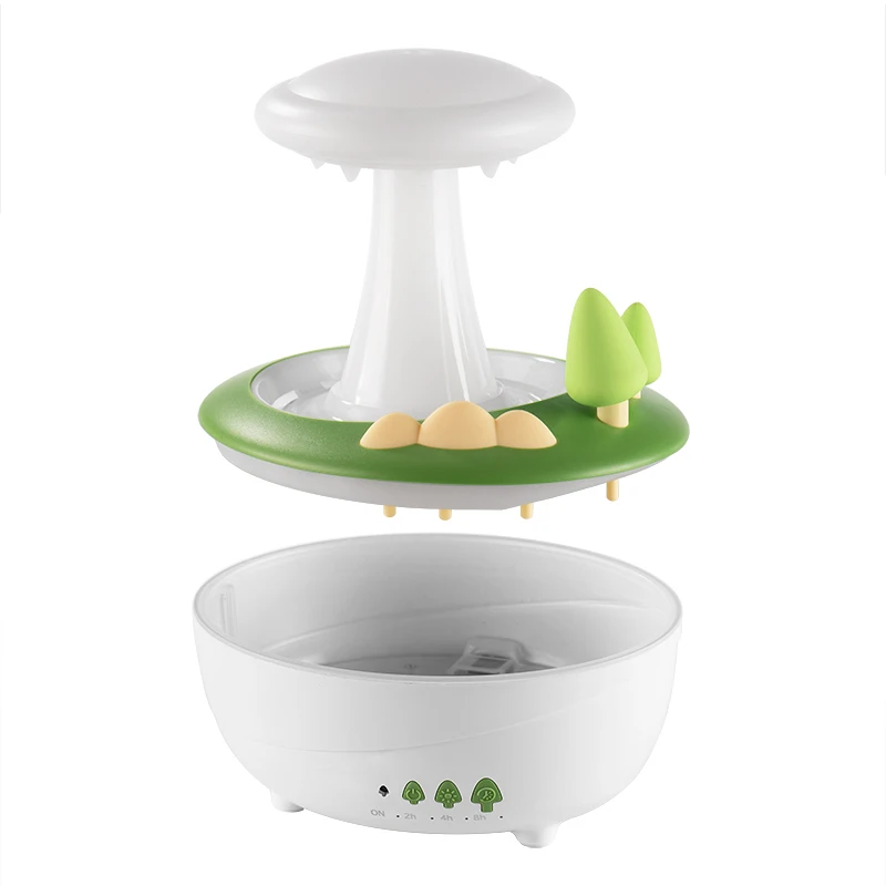 Hogar 2025 NewRaindrop アロマセラピーマシンエッセンシャルオイルデスクトップカラフルな夜の光森キノコ空気加湿器ホーム