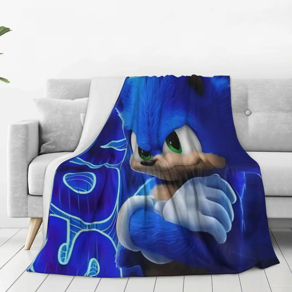 S-Sonics Retro Game Cartoon Blankets Airplane Travel Flannel Throw Blanket For Outdoor Soft Design Quality Bedspread Gift