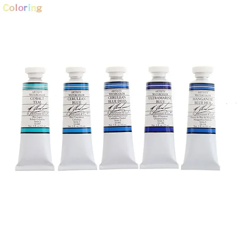 Pinturas de acuarela superiores, resistentes a la luz y los mejores artistas de M. Graham, tubos de 15 ml de azul, adecuados para todas las técnicas tradicionales con