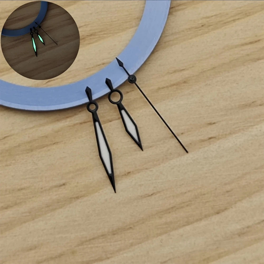 3 pezzi lancette luminose verdi 8,5x12,5x13mm accessori per orologi con ago a forma di spada per movimento NH35/NH36