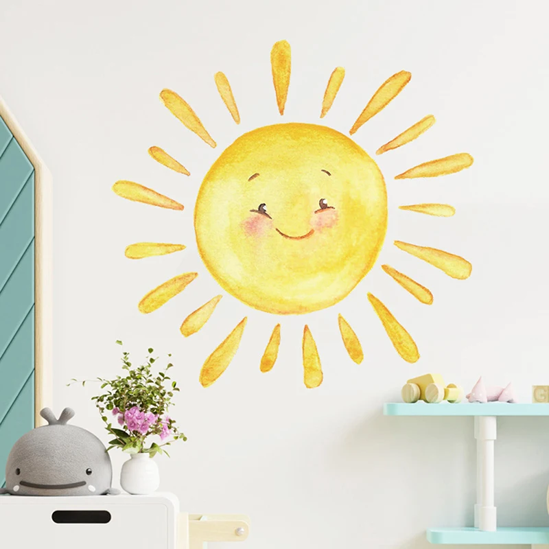 Cartoon Painted Rainbow Sun Children Bedroom Porch Home Wall Background Decorative Wall Stickers Self-adhesive Room Decoration