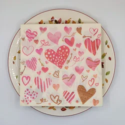 Wood Pulp Printed Napkins Hotel Restaurant Wedding Wedding Pink Love Square Mouth Cloth Valentine's Day Coloured Paper Towels