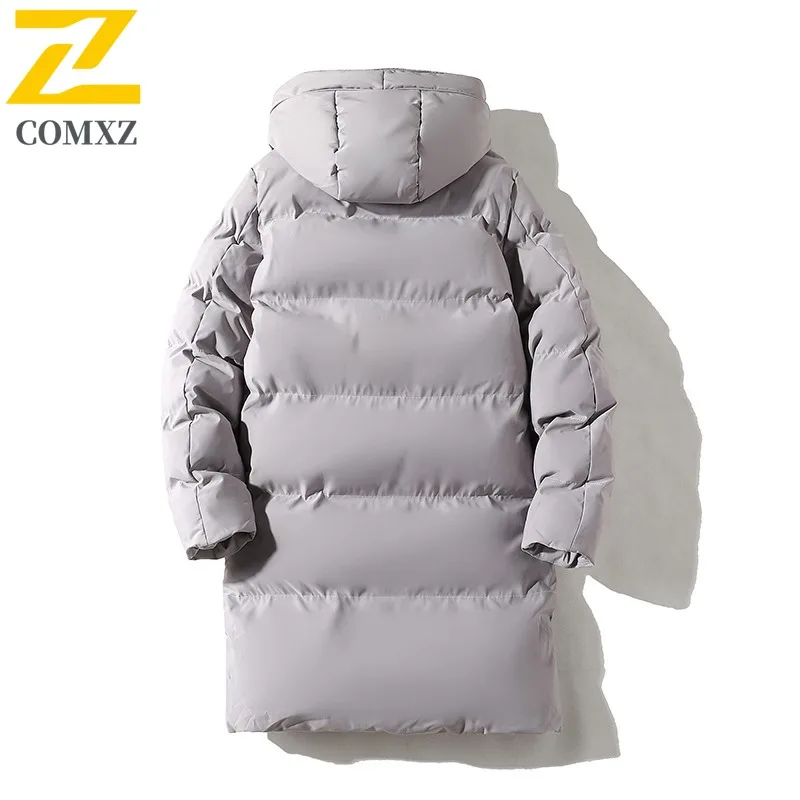 COMXZ 2025 Winter Fashion Stand Collar Cotton Jacket Hooded Winter Waterproof Windproof Outdoor Casual Warm Coat Men Streetwear